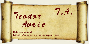 Teodor Avrić vizit kartica